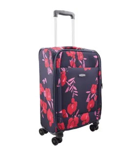 4 Wheel Cabin Size Suitcase Lightweight Soft Expandable Hand Luggage Multi Flower AT56 Blue