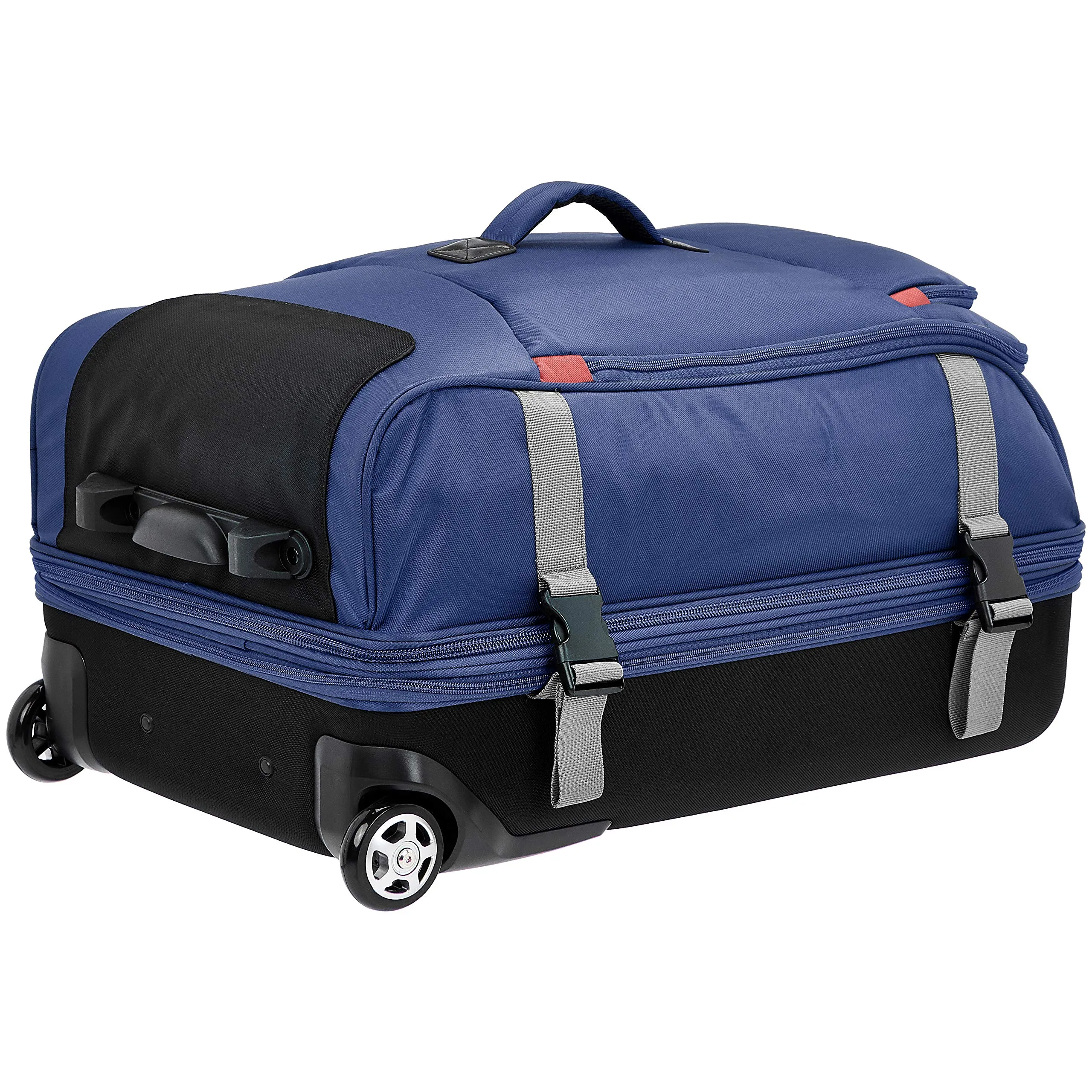 AmazonBasics Rolling Travel Duffel Bag Luggage with Wheels, Medium, Blue