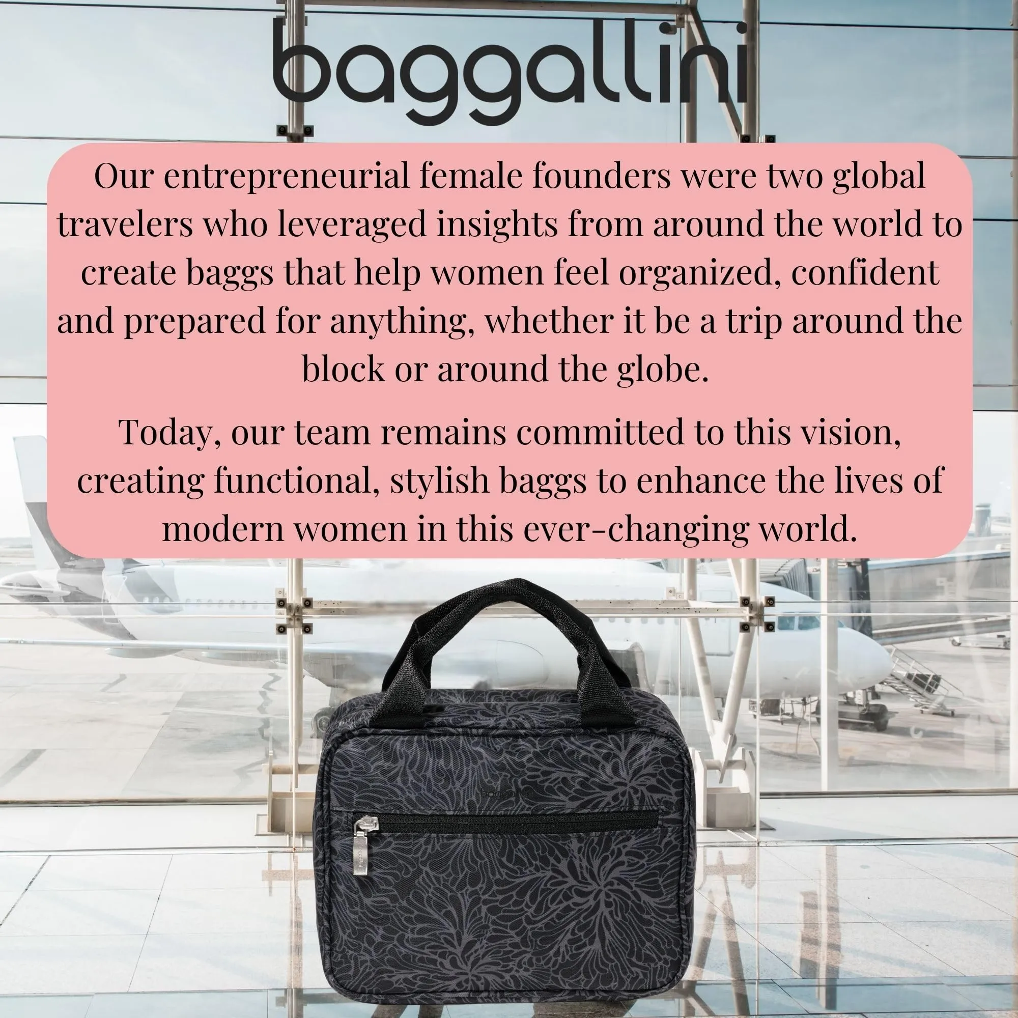 Baggallini Hanging Travel Toiletry Kit - Lightweight 6x10 Inch Makeup Bag