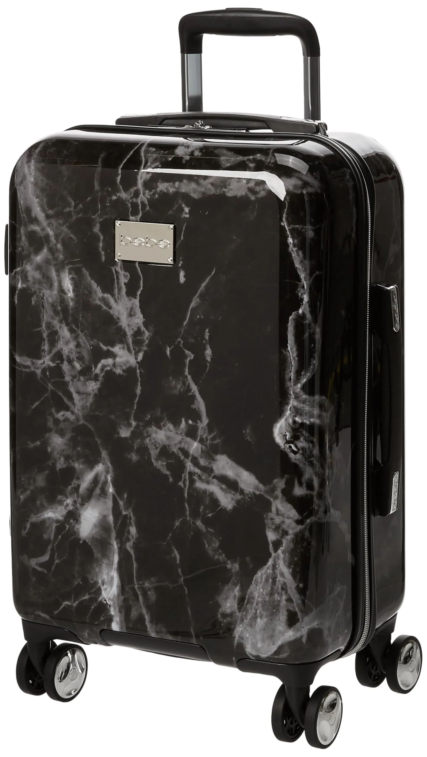 BEBE Luggage Reyna Hardside Carry-on Spinner, Black Marble, One Size