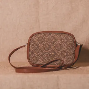 Brown Floral Motif Sling Bag