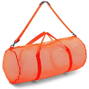 Champion Sports Mesh Duffle Bag with Zipper and Adjustable Shoulder Strap,15” x 36”,Orange-Multipurpose,Oversized Gym Bag for Equipment,Sports Gear,Laundry-Breathable Mesh Scuba and Travel Bag