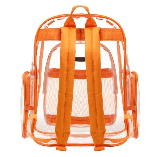 Clear School Backpack with Orange Trim