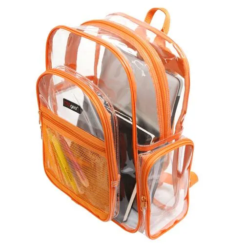 Clear School Backpack with Orange Trim