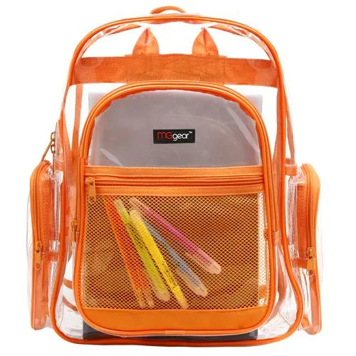 Clear School Backpack with Orange Trim