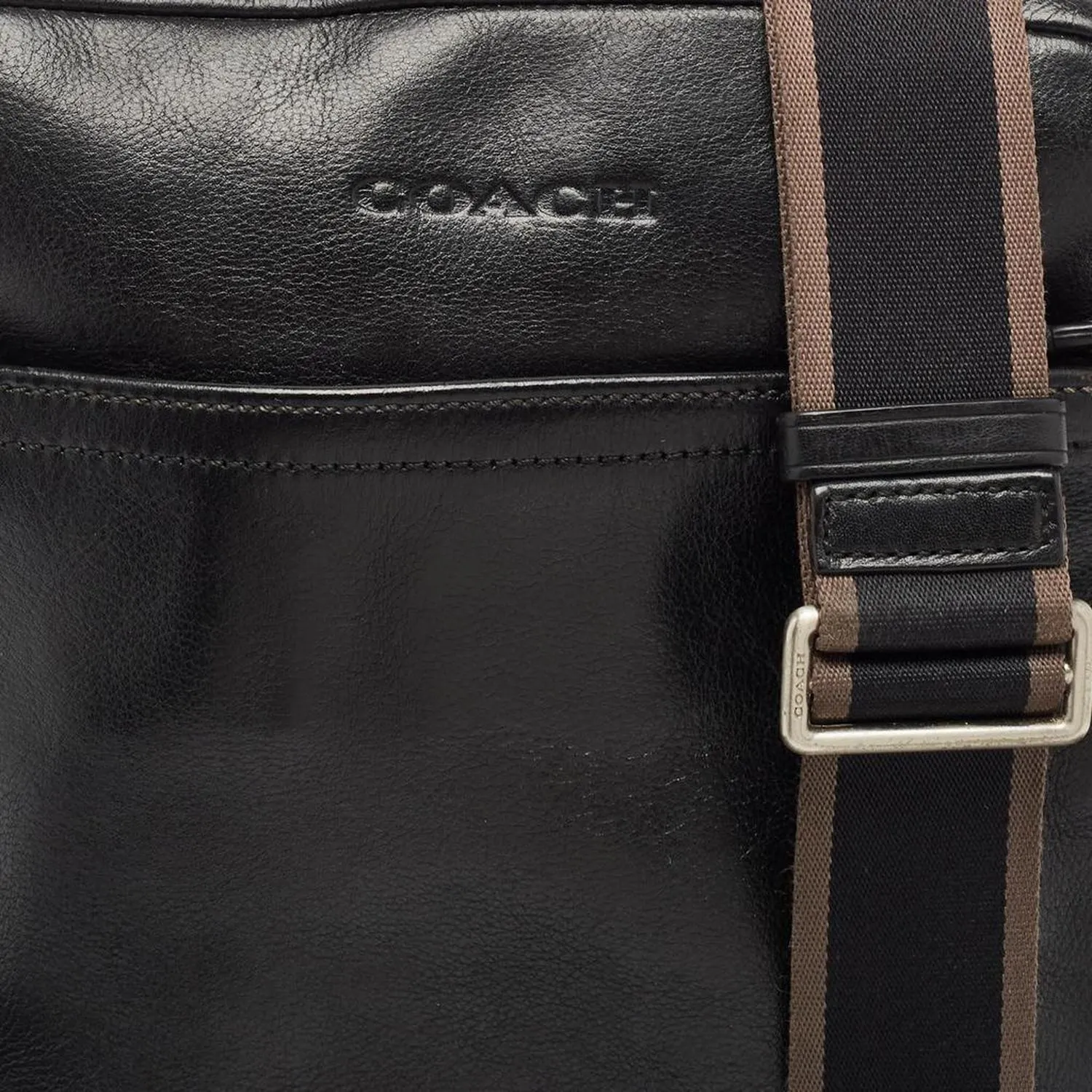 Coach Black Leather Heritage Web Messenger Bag