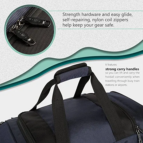 Coolife Rolling Duffel Travel Duffel Bag Wheeled Duffel Carry-On/Cabin Size 8 Pockets