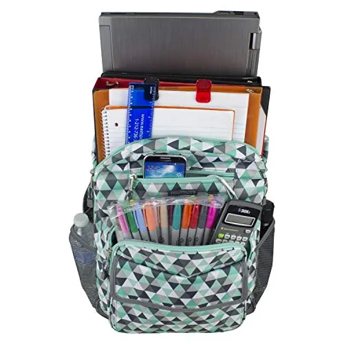 Eastsport Tech Backpack, Mint/Ash Gray/Triangle Print