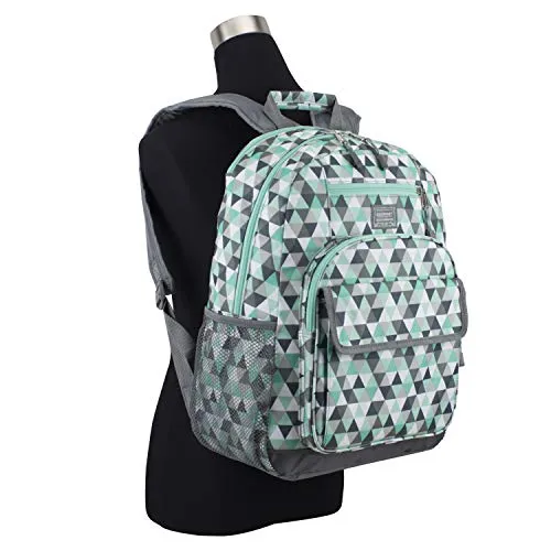 Eastsport Tech Backpack, Mint/Ash Gray/Triangle Print