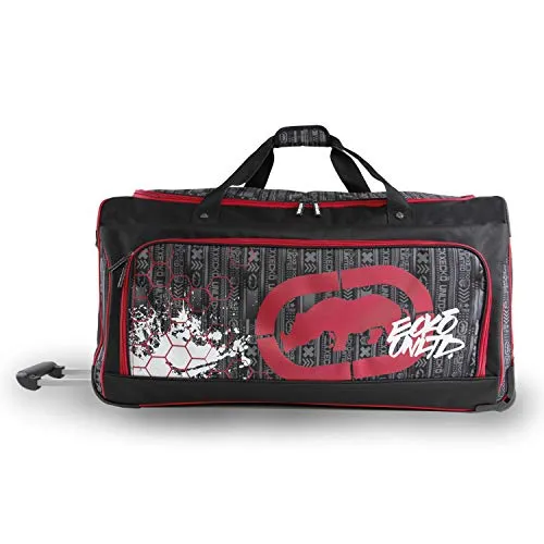 Ecko Unltd. Men's Tagger Large 32" Rolling Duffel Bag, Black/Red, One Size