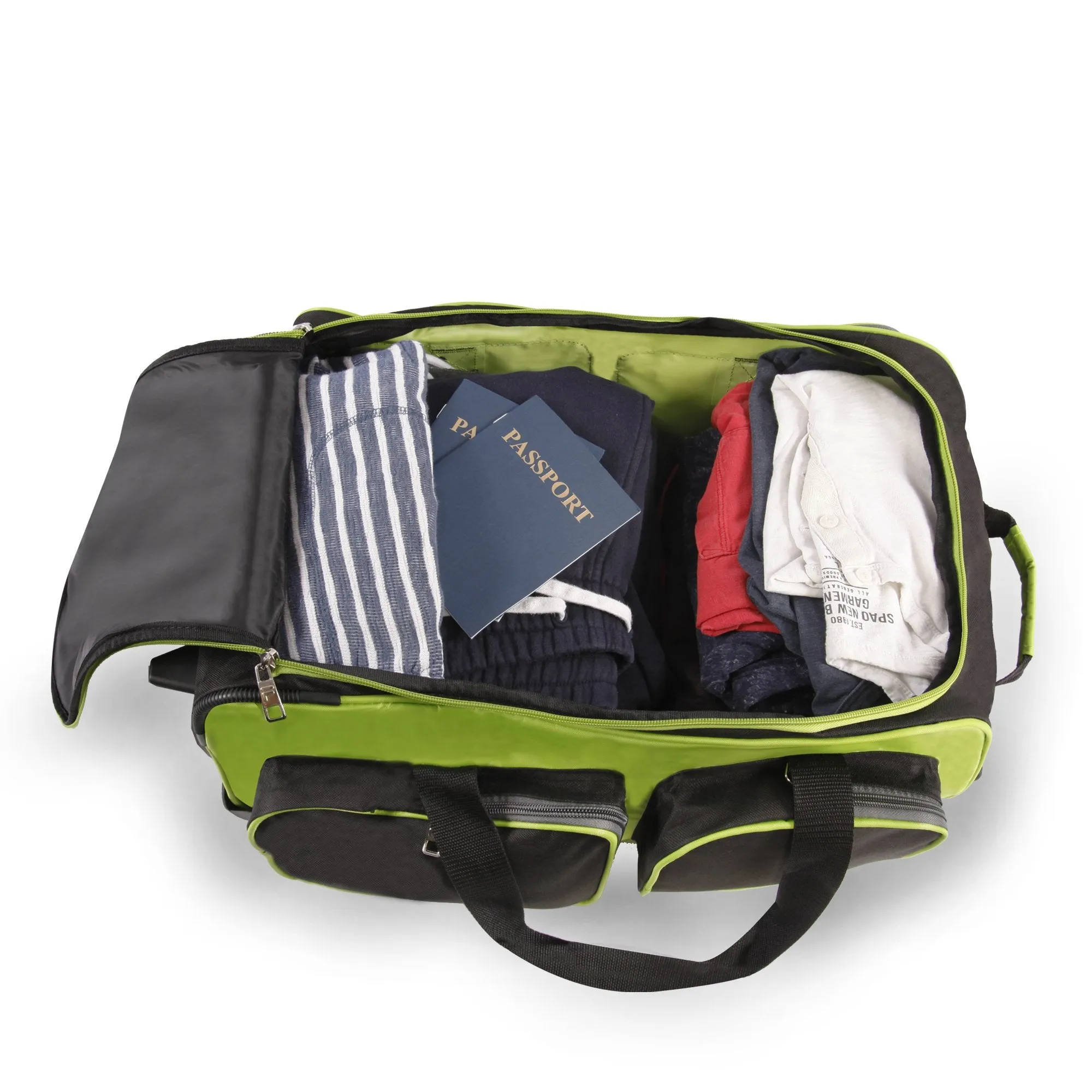 Fila 22" Lightweight Carry On Rolling Duffel Bag,  Neon Lime,  One Size