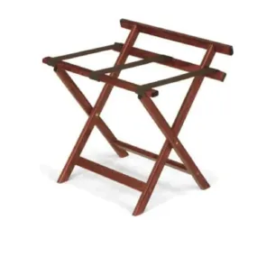 Forbes Industries 932-EN 24"Hardwood Luggage Rack, Black Finish, With Back Bar and Black Poly Straps