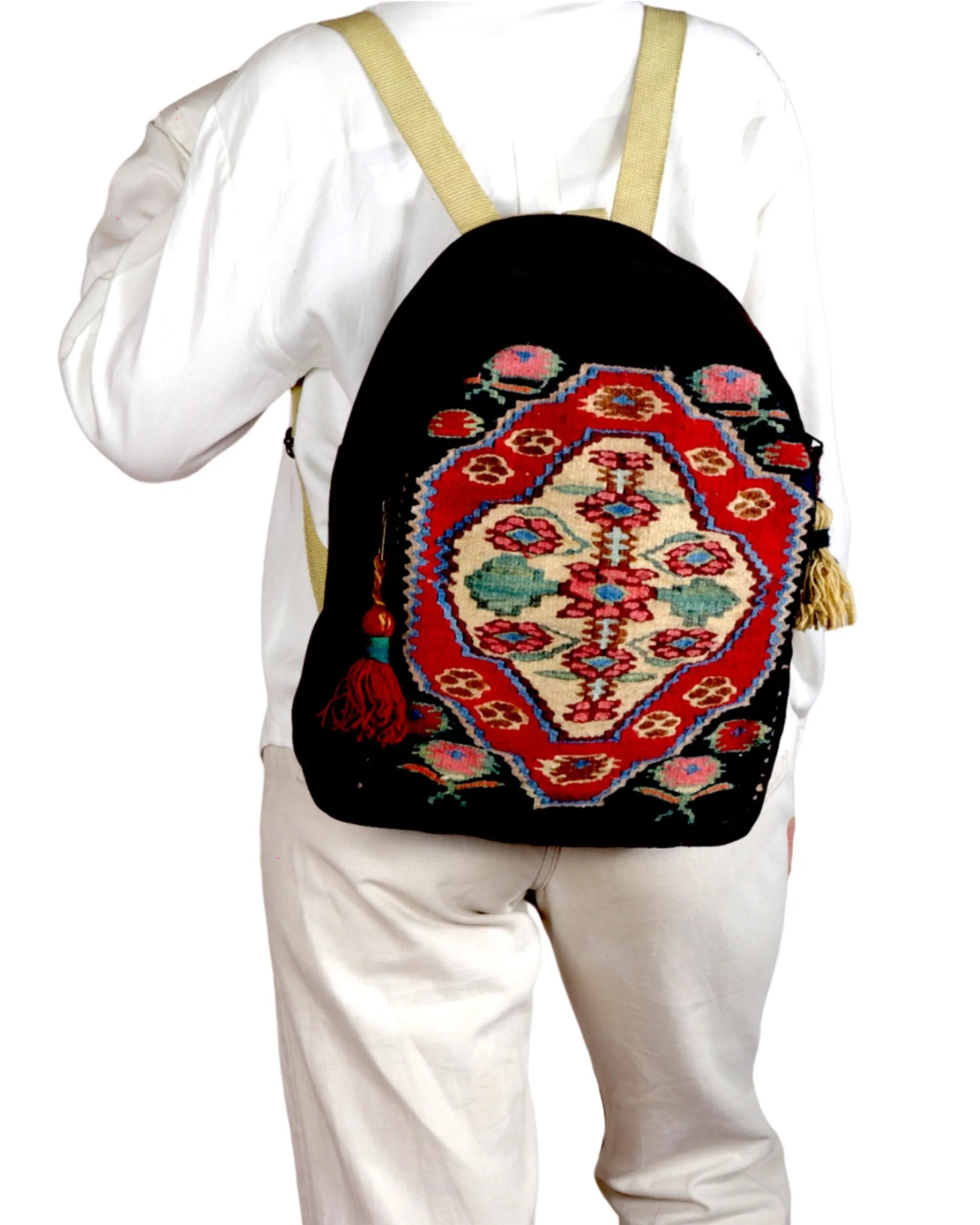 Handwoven Wool Kilim Unisex Backpack (Heer)