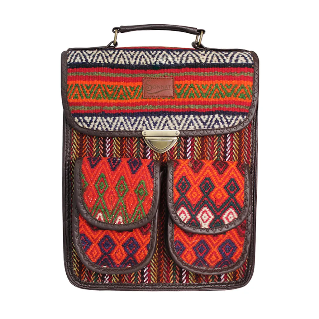 Handwoven Wool Kilim Unisex Backpack (Sorena)