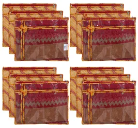 Heart Home Bandhani Print PVC Foldable Single Saree Cover|Clothes Storage For Saree, Lehenga, Suit With Transparent Pack of 12 (Yellow)