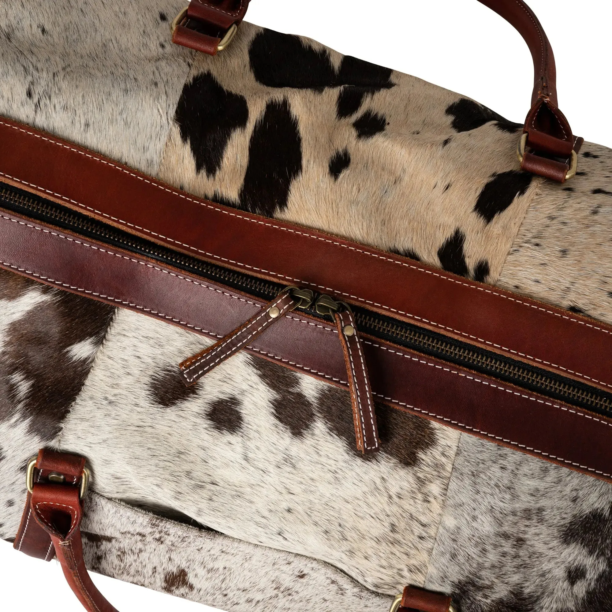 Huntley Equestrian Cowhide Leather Travel Duffle Bag Duffle Overnight Weekend Bag Carry On Shoulder Bag