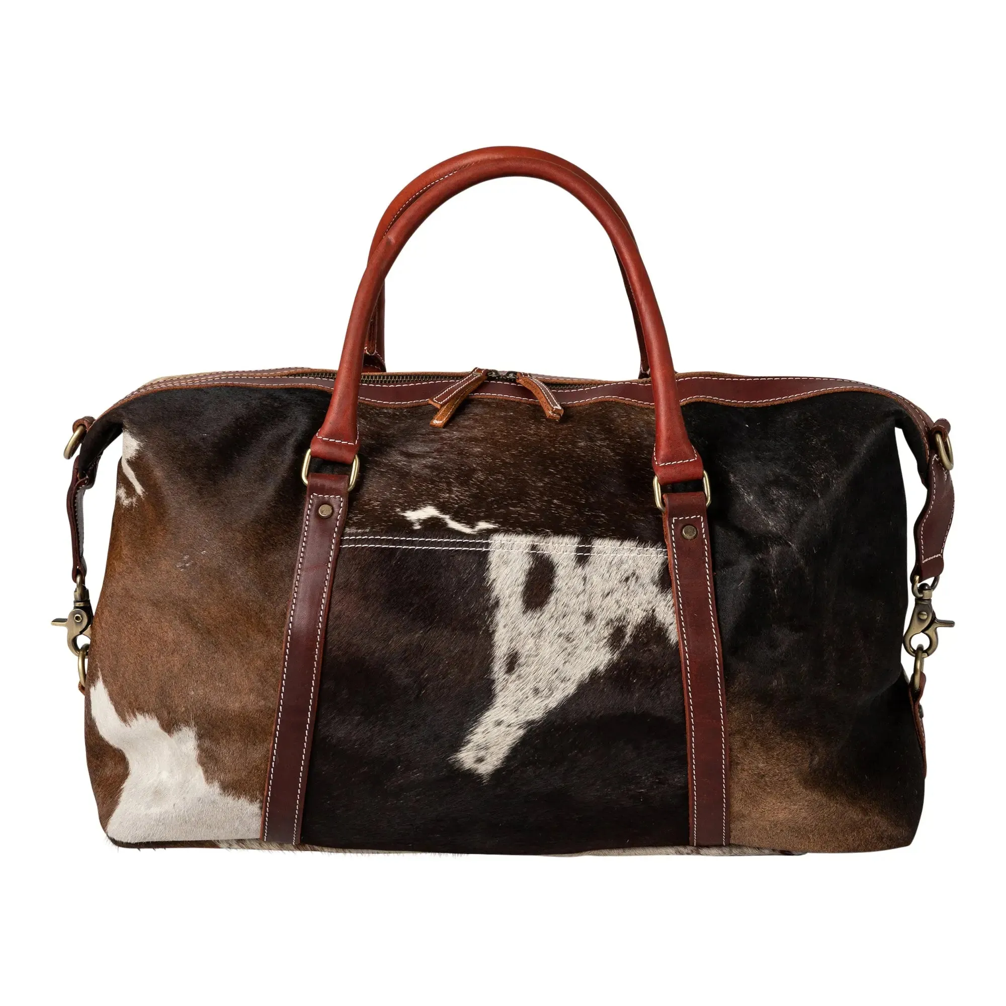 Huntley Equestrian Cowhide Leather Travel Duffle Bag Duffle Overnight Weekend Bag Carry On Shoulder Bag