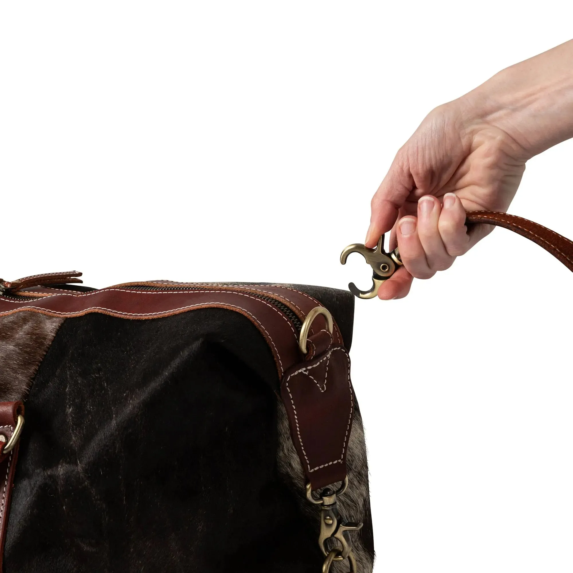 Huntley Equestrian Cowhide Leather Travel Duffle Bag Duffle Overnight Weekend Bag Carry On Shoulder Bag