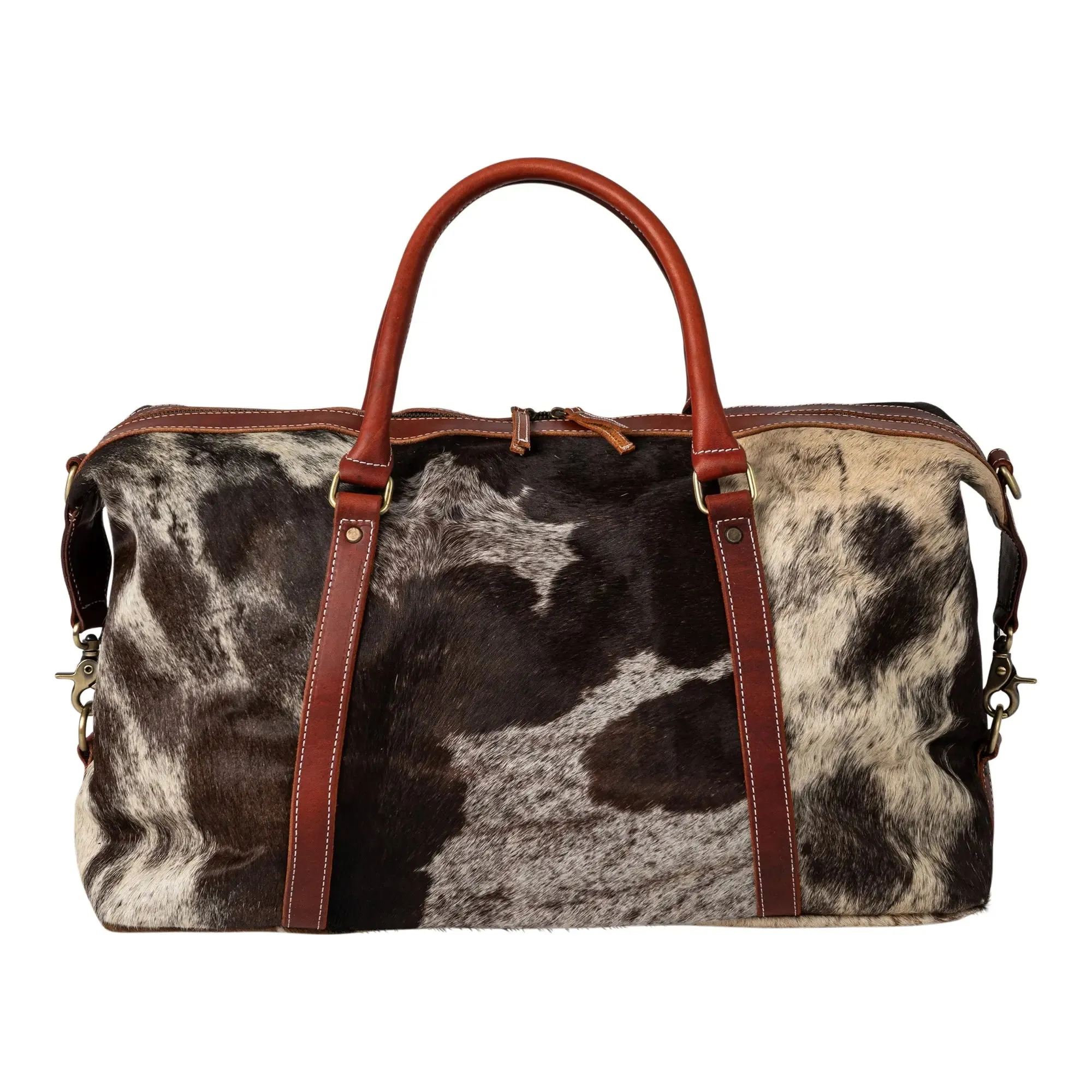 Huntley Equestrian Cowhide Leather Travel Duffle Bag Duffle Overnight Weekend Bag Carry On Shoulder Bag