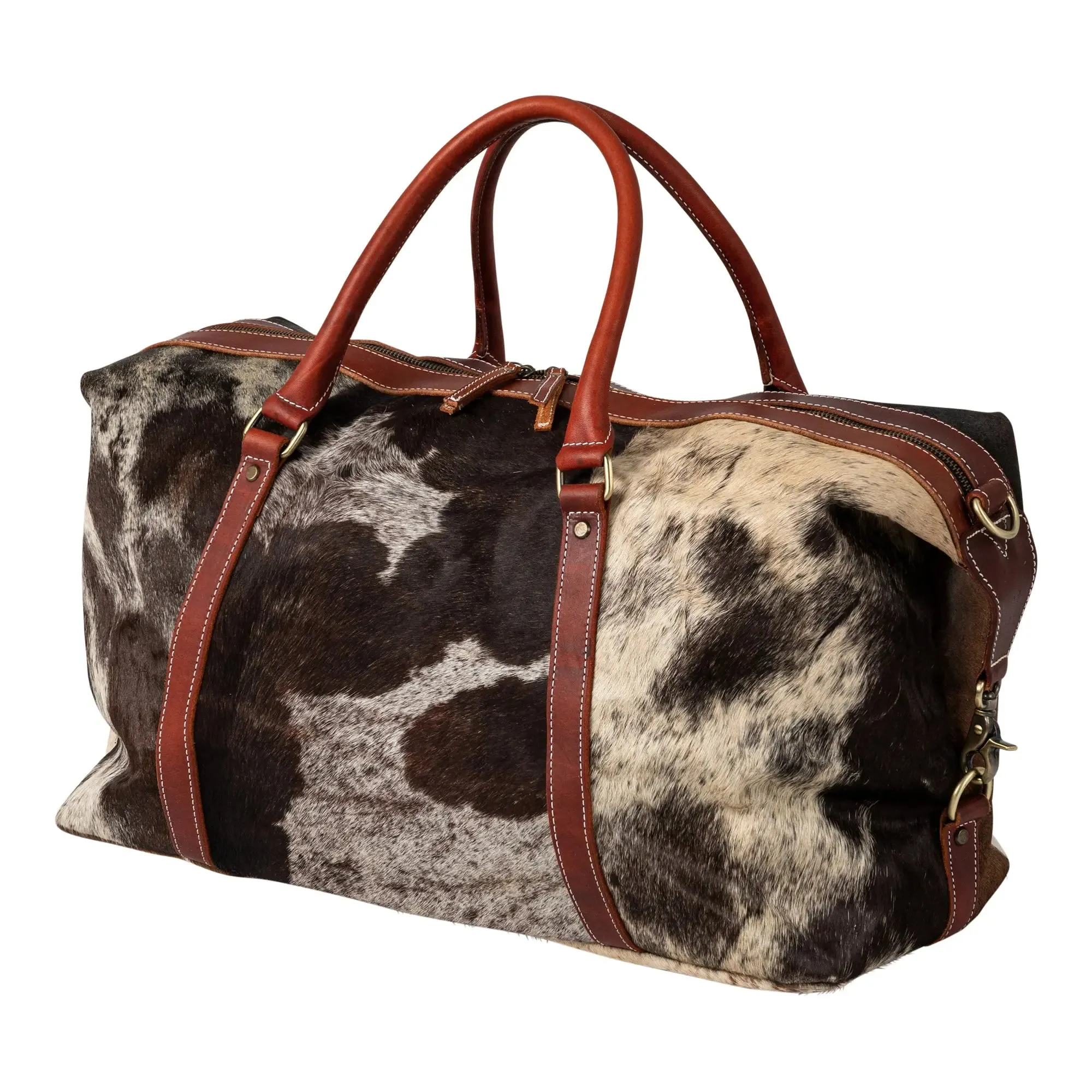Huntley Equestrian Cowhide Leather Travel Duffle Bag Duffle Overnight Weekend Bag Carry On Shoulder Bag