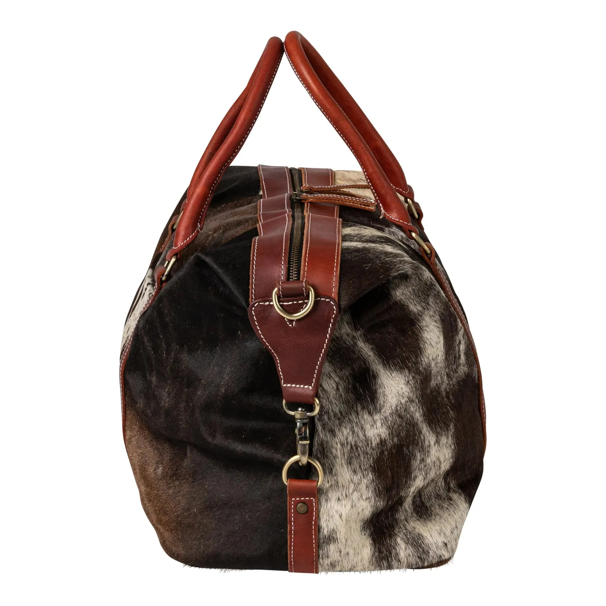 Huntley Equestrian Cowhide Leather Travel Duffle Bag Duffle Overnight Weekend Bag Carry On Shoulder Bag