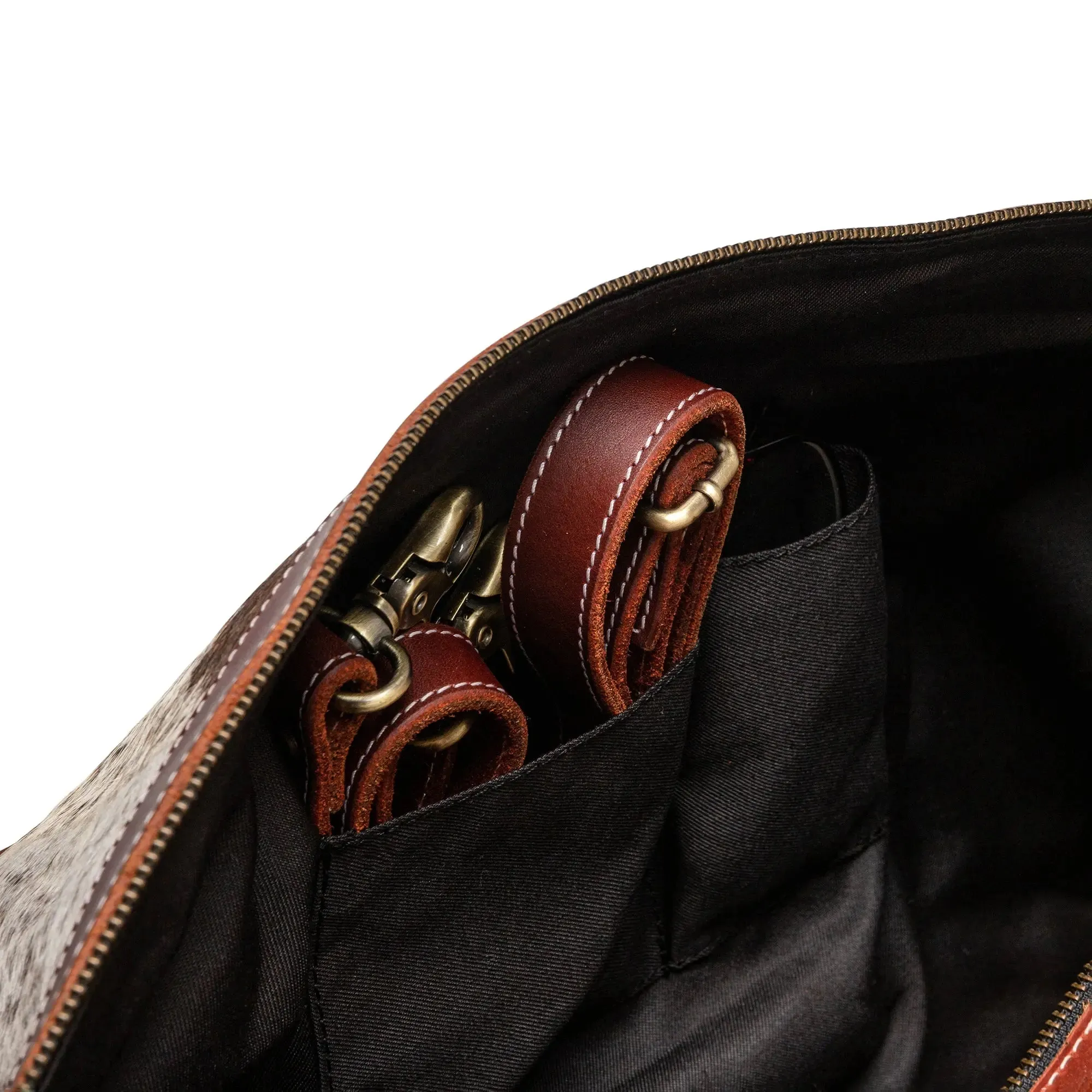 Huntley Equestrian Cowhide Leather Travel Duffle Bag Duffle Overnight Weekend Bag Carry On Shoulder Bag