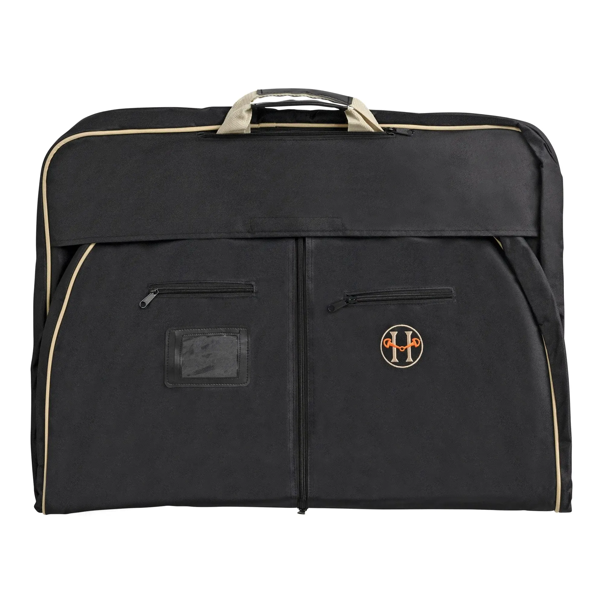 Huntley Equestrian Deluxe Black Travel Carry On Garment Bag with Accessories Zipper Cover for Travel, Business, Horse Shows
