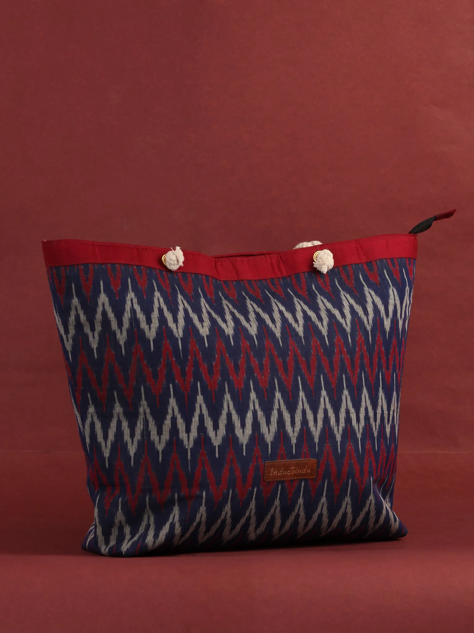 Indigo Red Ikat Tote Bag - B0805