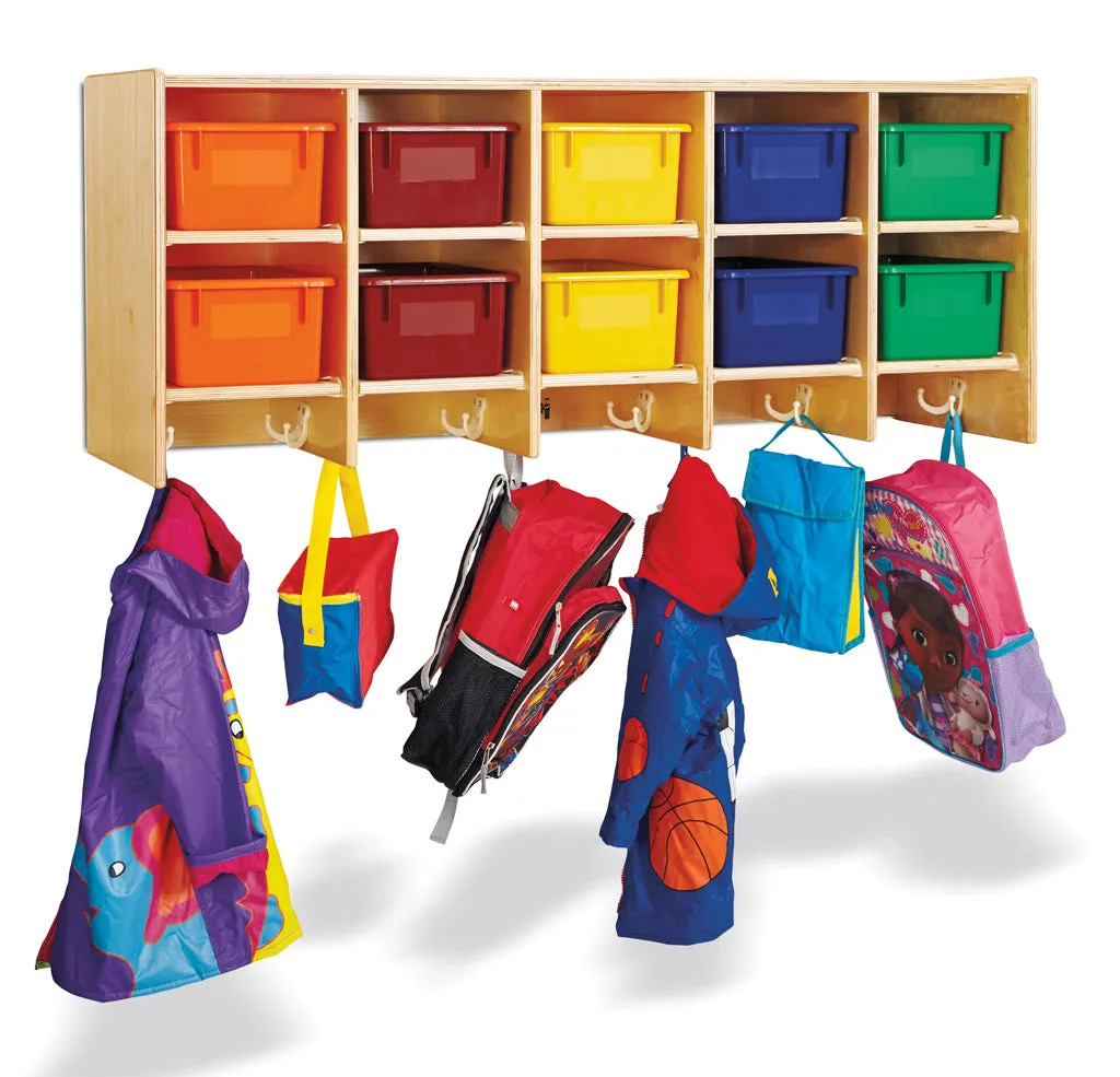 Jonti-Craft® 10 Section Wall Mount Coat Locker - without Trays