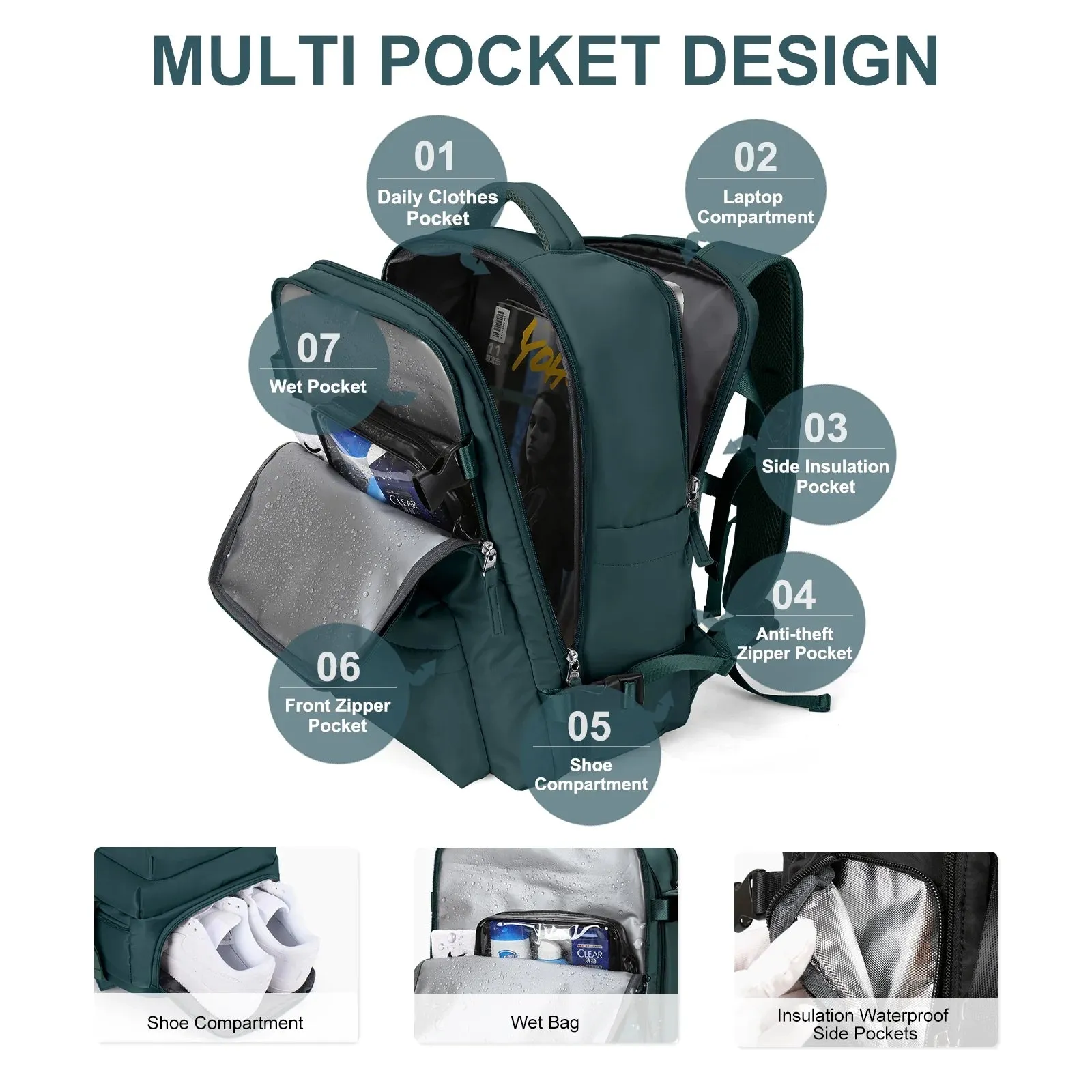 Large Travel Backpack, Carry on Backpack