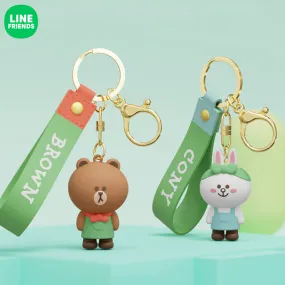 Line Friends Cute Doll Pendant Keychain Ring Anti-lost Strap Silicone Lanyard