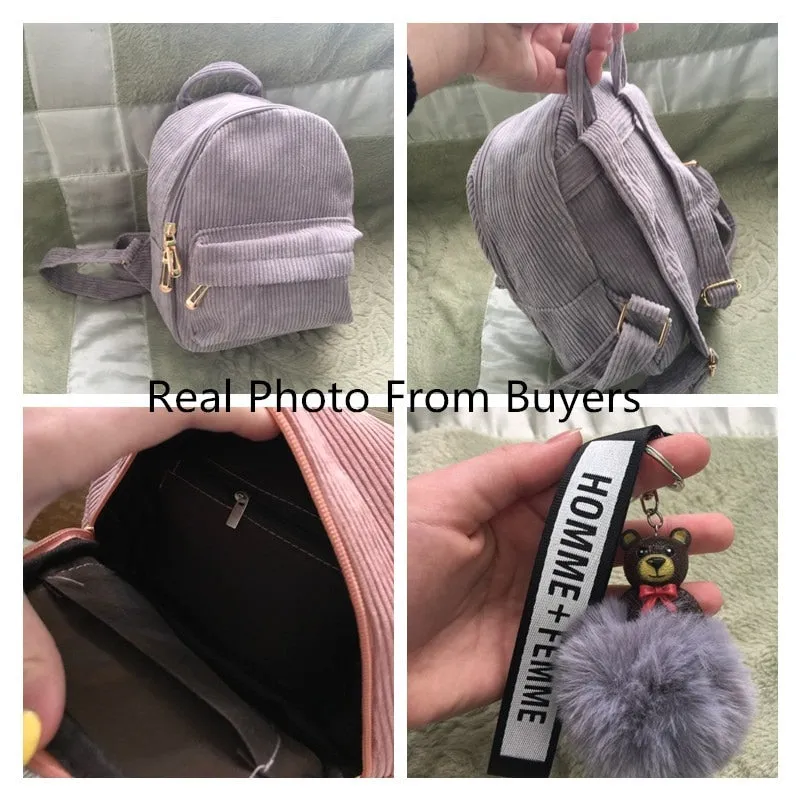 Mini Pastel Corduroy Backpack