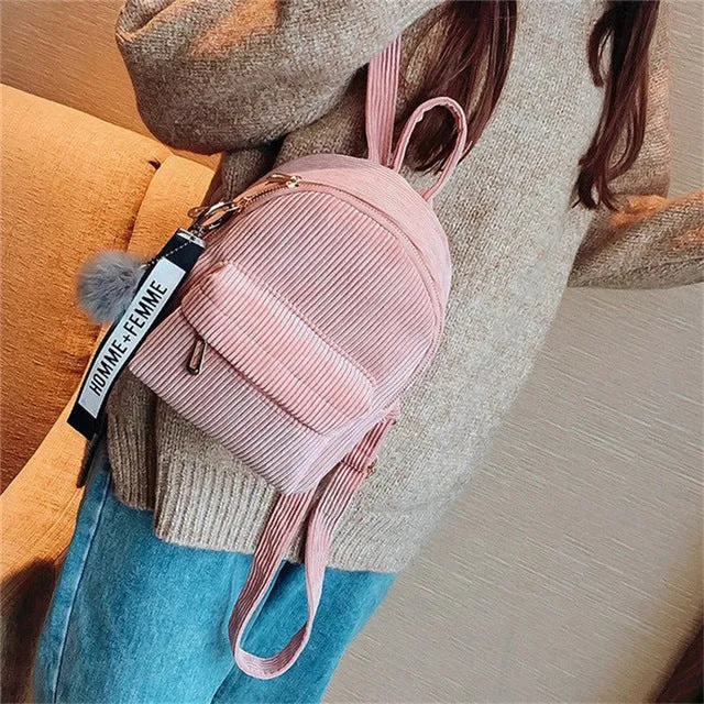 Mini Pastel Corduroy Backpack