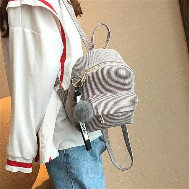 Mini Pastel Corduroy Backpack