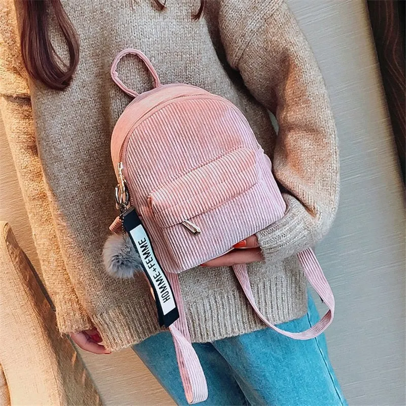 Mini Pastel Corduroy Backpack