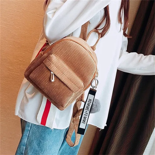 Mini Pastel Corduroy Backpack