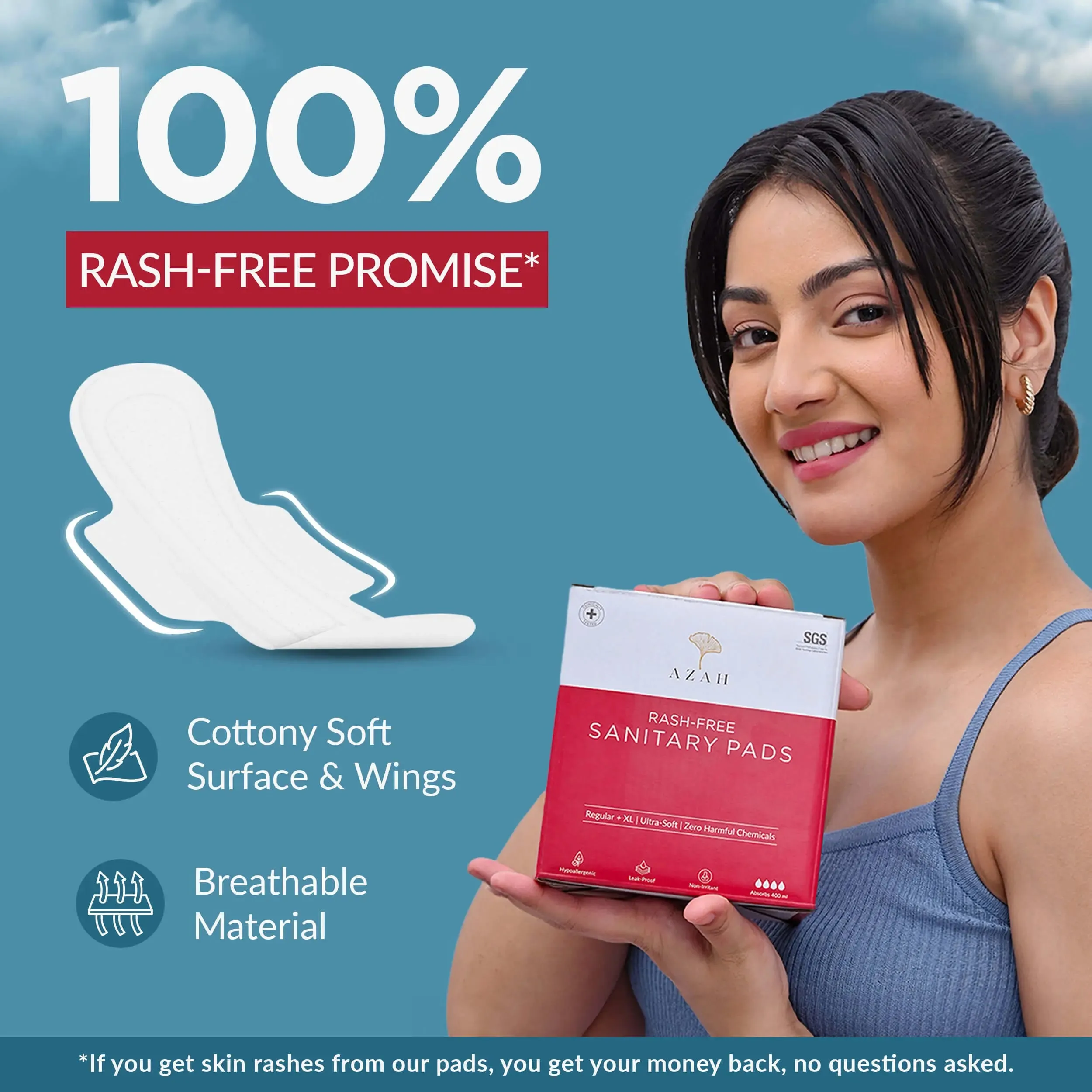 Rash-Free Sanitary Pads With Disposable Bags | Box of 15 | Super Absorbent and Cottony Soft | Regular to Heavy Flow