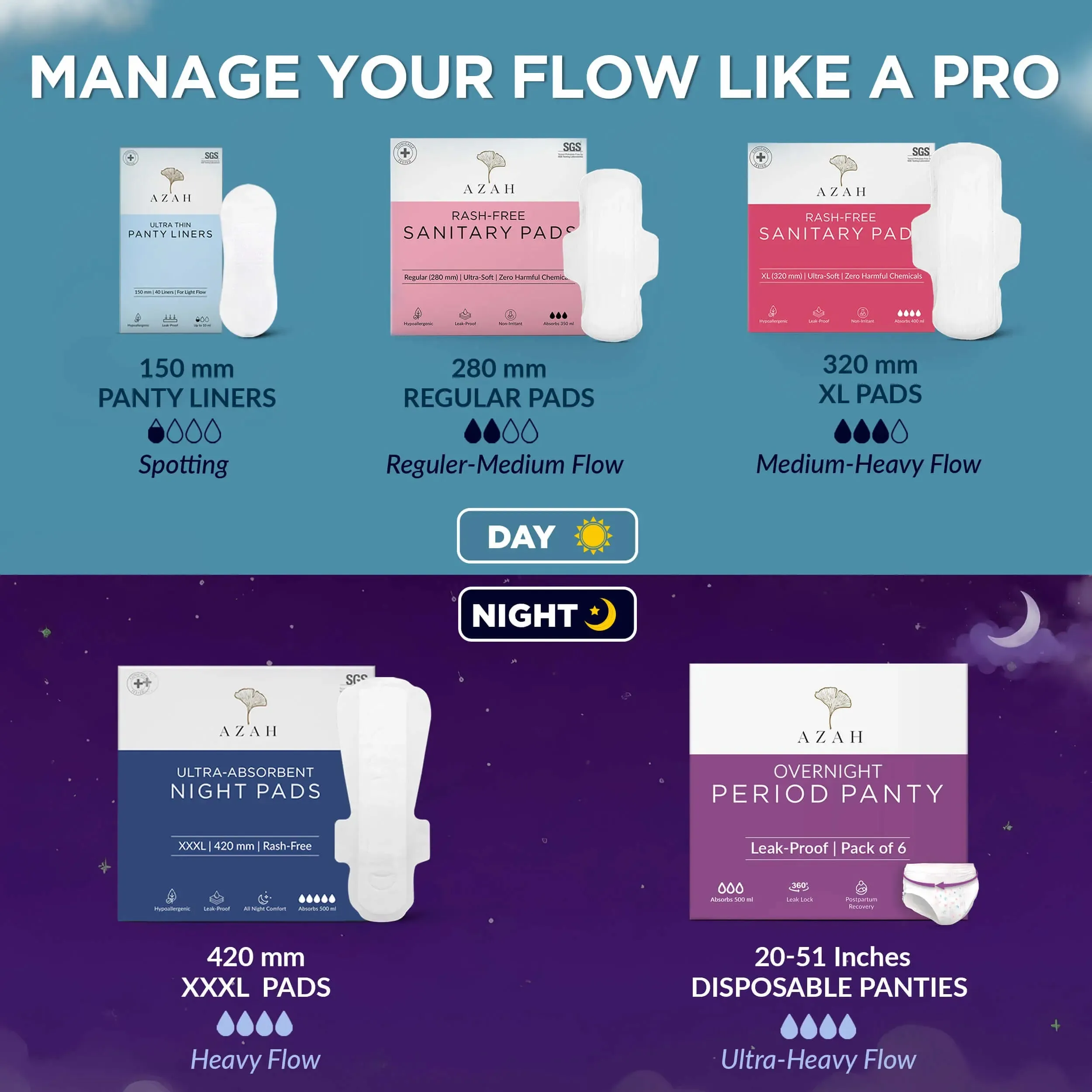 Rash-Free Sanitary Pads With Disposable Bags | Box of 15 | Super Absorbent and Cottony Soft | Regular to Heavy Flow