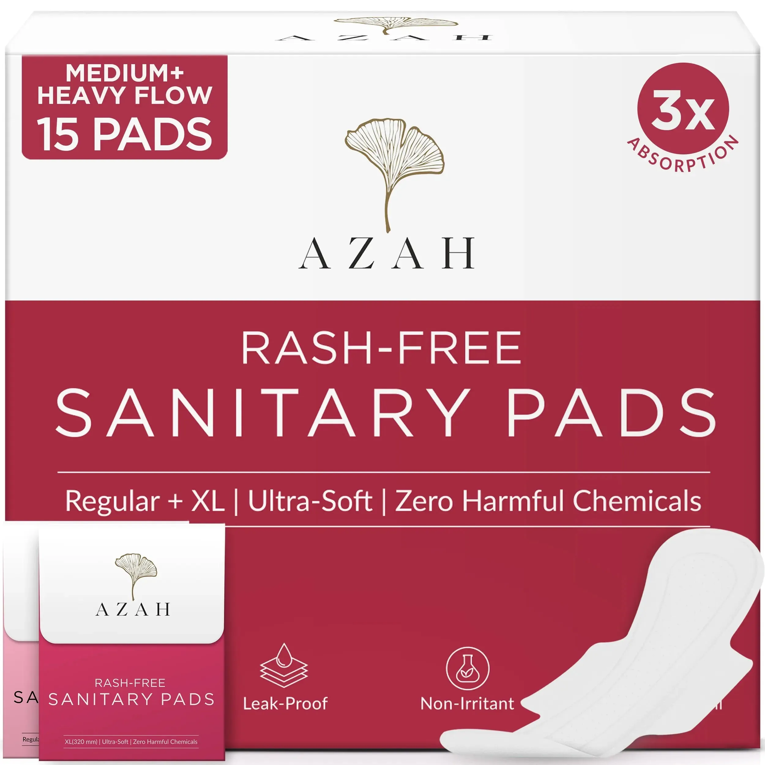 Rash-Free Sanitary Pads With Disposable Bags | Box of 15 | Super Absorbent and Cottony Soft | Regular to Heavy Flow