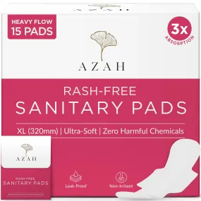 Rash-Free Sanitary Pads With Disposable Bags | Box of 15 | Super Absorbent and Cottony Soft | Regular to Heavy Flow