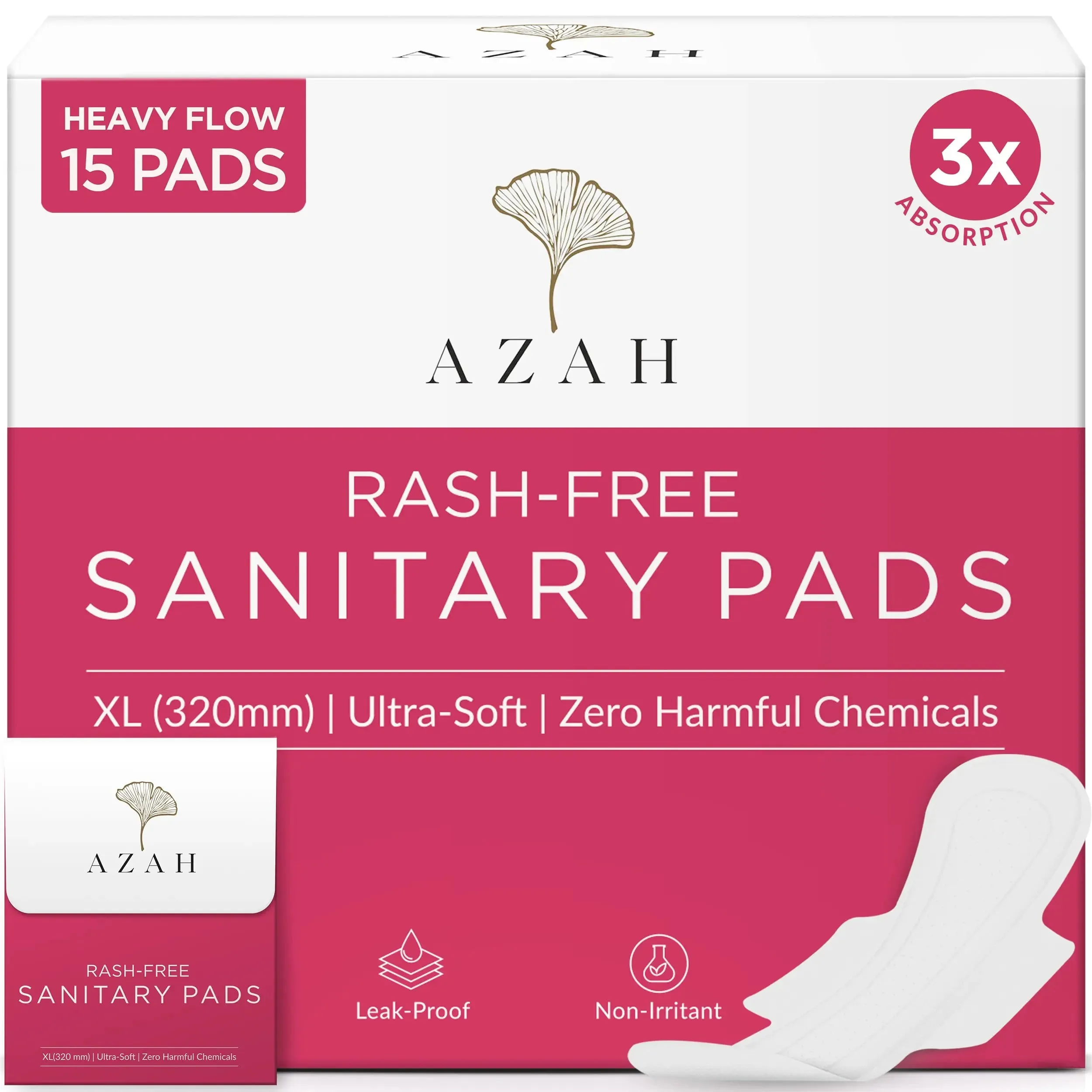Rash-Free Sanitary Pads With Disposable Bags | Box of 15 | Super Absorbent and Cottony Soft | Regular to Heavy Flow