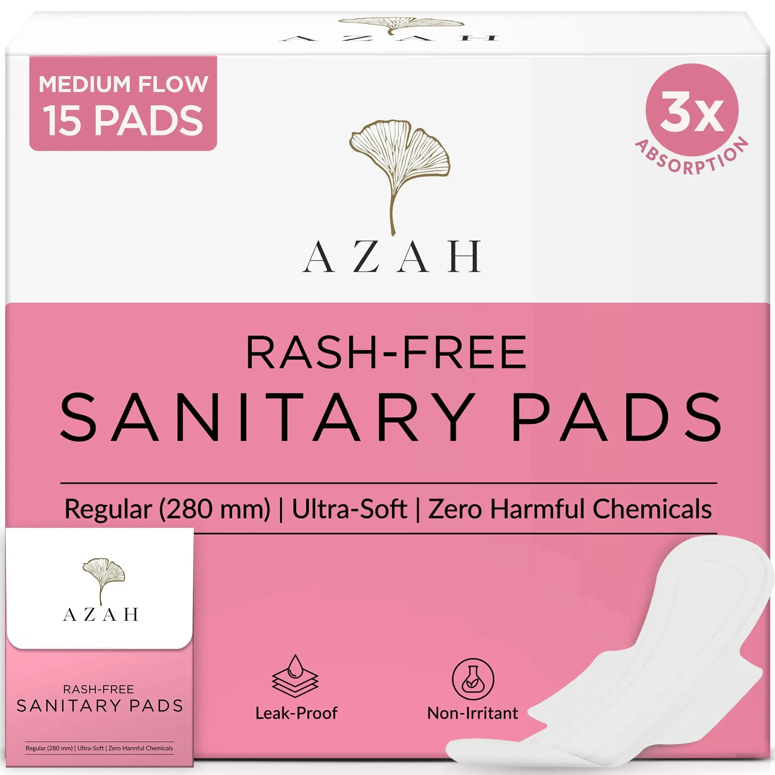 Rash-Free Sanitary Pads With Disposable Bags | Box of 15 | Super Absorbent and Cottony Soft | Regular to Heavy Flow