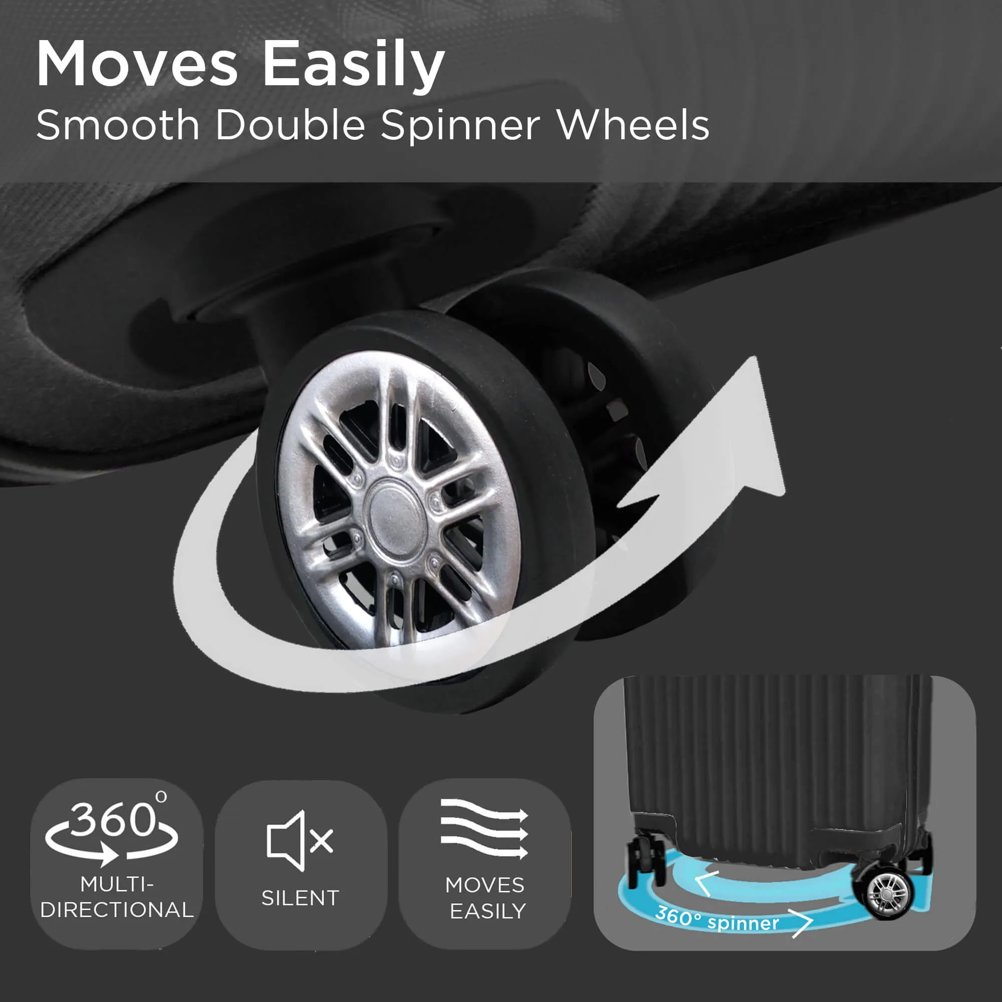 Roma Hardshell Luggage Set on 360° Spinner Wheels with TSA Lock and Protective Cover