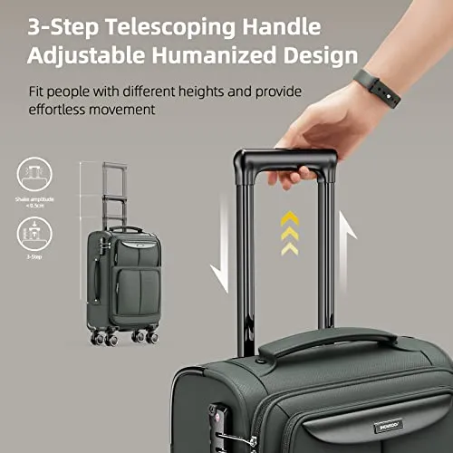 SHOWKOO 3 Piece Expandable Luggage Set With TSA Lock - Army Green
