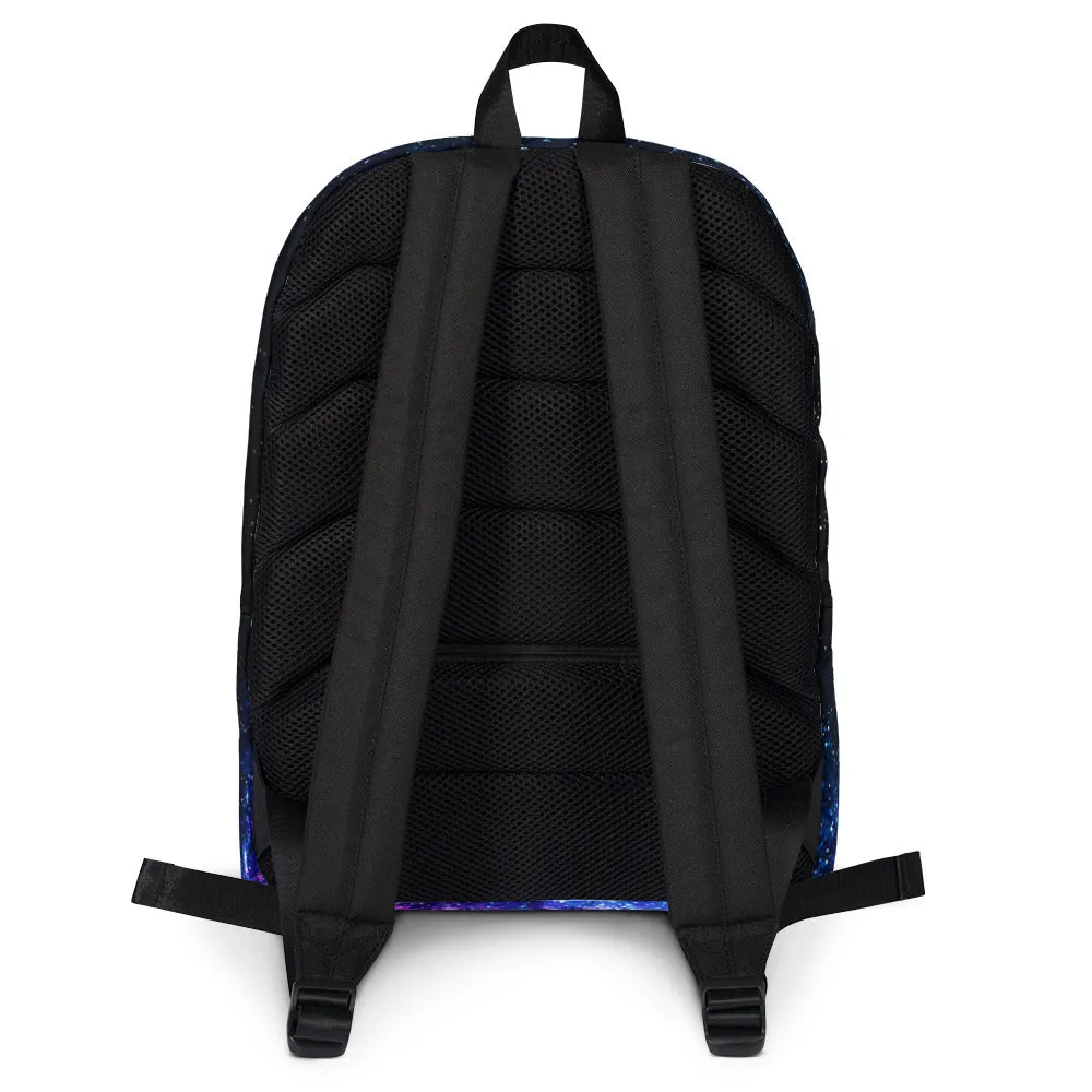Space Galaxy Backpack, Blue Purple Premium Water Resistant Premium Bag- Made in USA