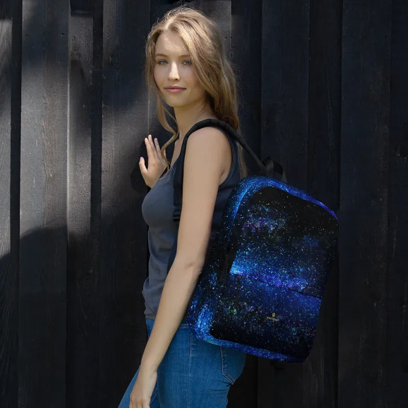 Space Galaxy Backpack, Blue Purple Premium Water Resistant Premium Bag- Made in USA