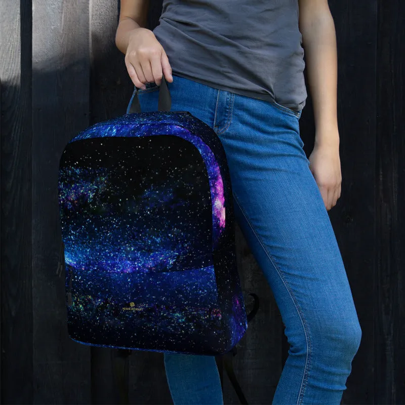 Space Galaxy Backpack, Blue Purple Premium Water Resistant Premium Bag- Made in USA