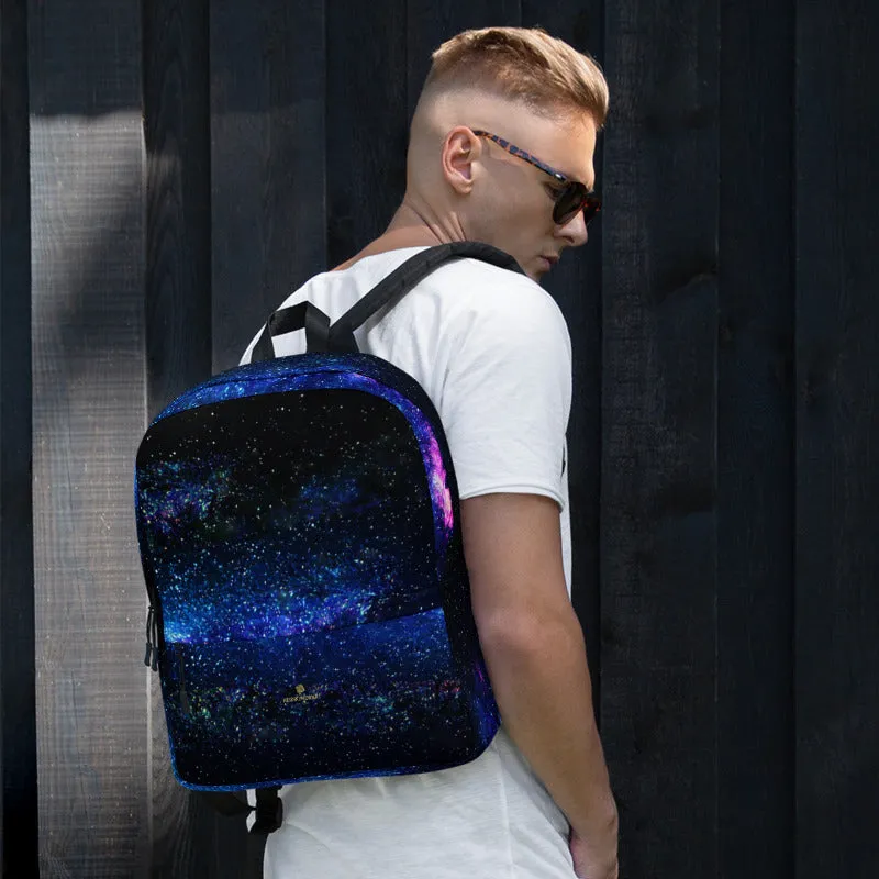 Space Galaxy Backpack, Blue Purple Premium Water Resistant Premium Bag- Made in USA