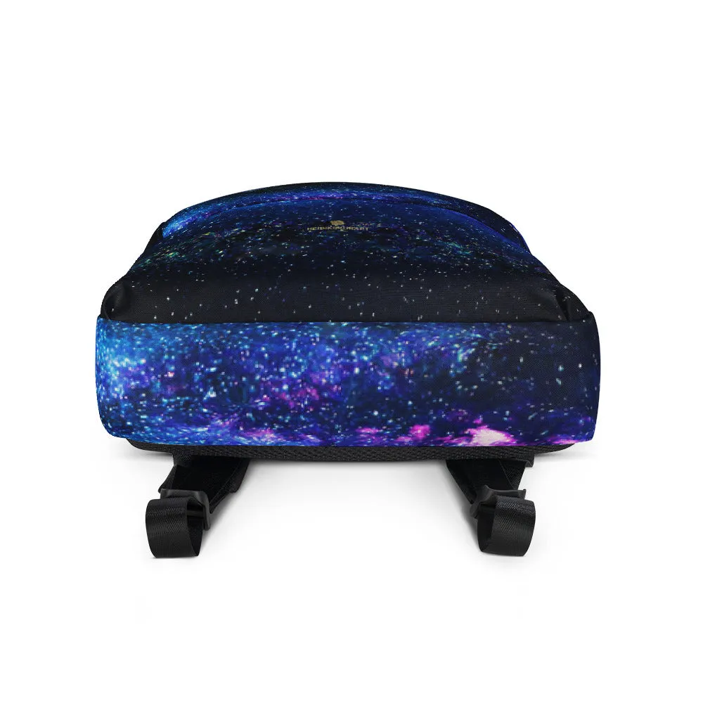 Space Galaxy Backpack, Blue Purple Premium Water Resistant Premium Bag- Made in USA