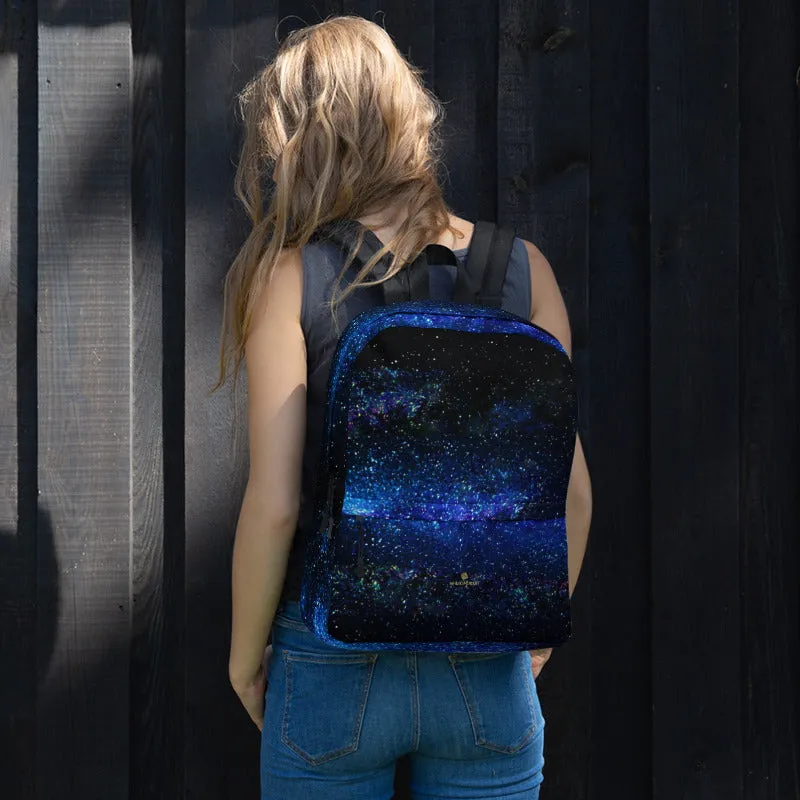 Space Galaxy Backpack, Blue Purple Premium Water Resistant Premium Bag- Made in USA